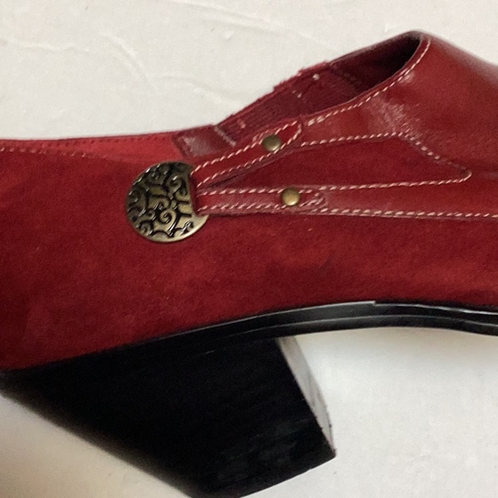 Coldwater Creek Red Leather Suede Point Square Toe Western Ankle Boot Shoes 10 - Picture 10 of 12